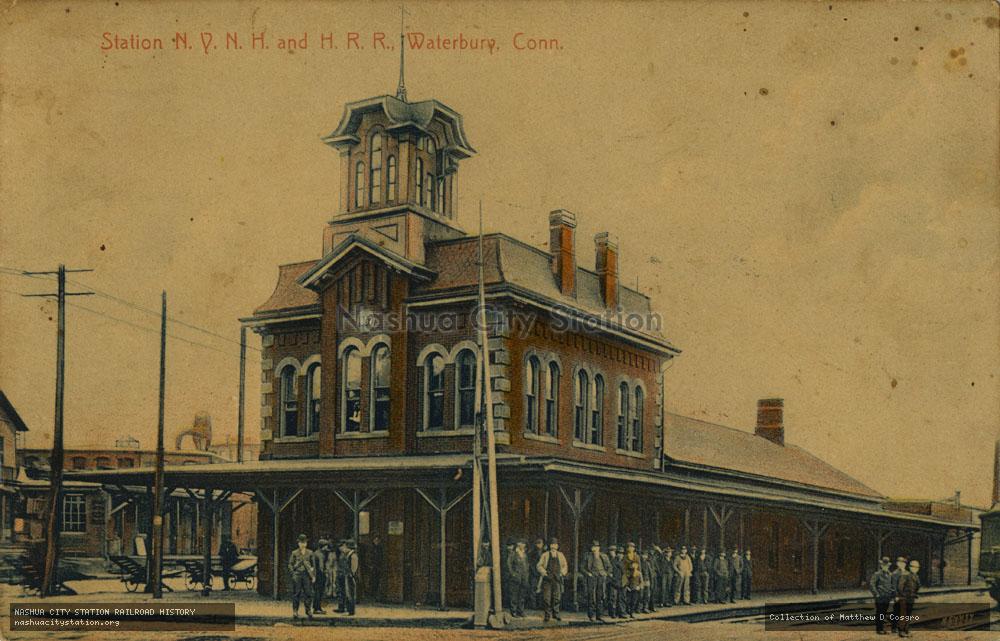 Postcard: Station, New York, New Haven & Hartford Railroad, Waterbury, Connecticut